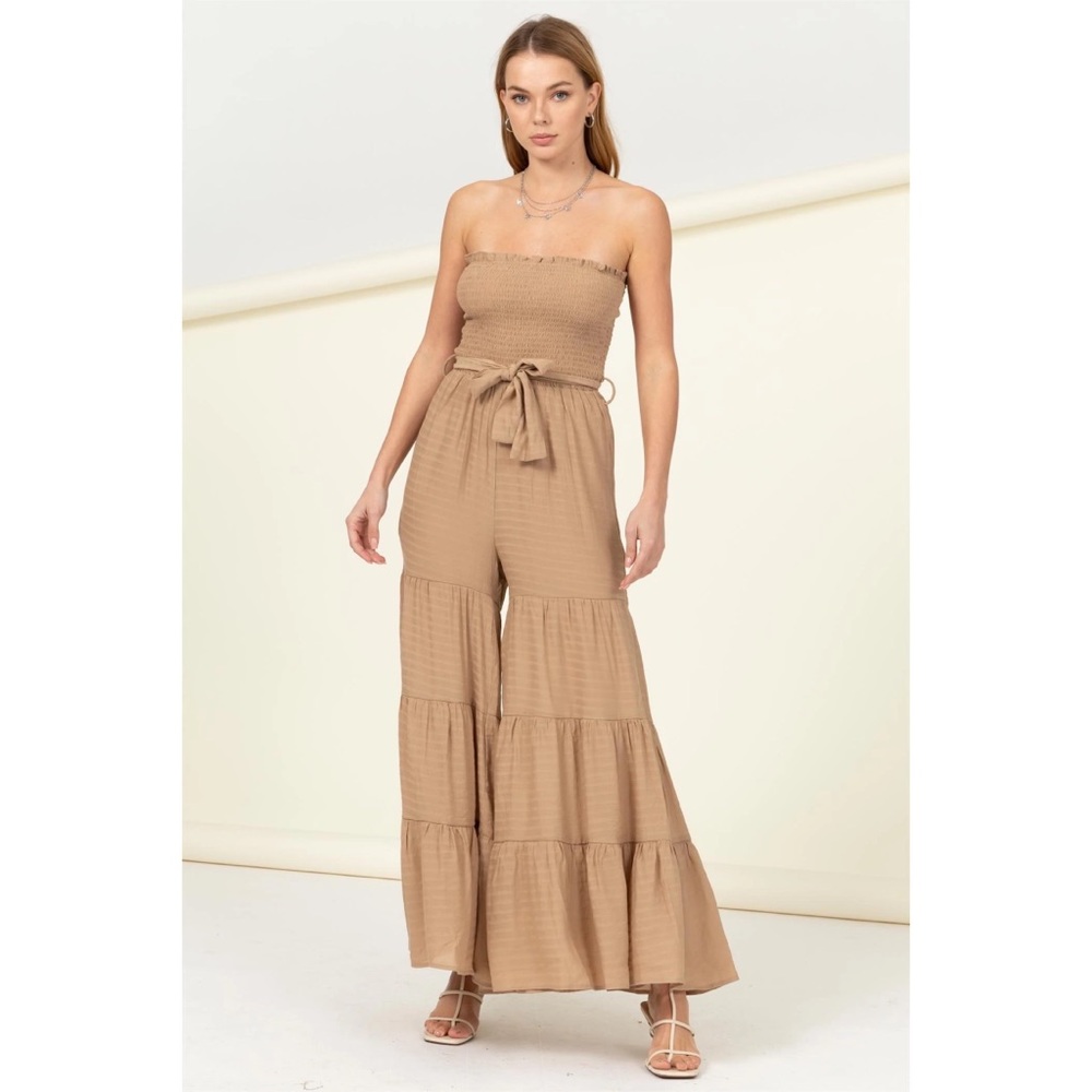 🤎 Shirred Tube Top Wide Leg Jumpsuit 🤎 - Picture 4 of 4
